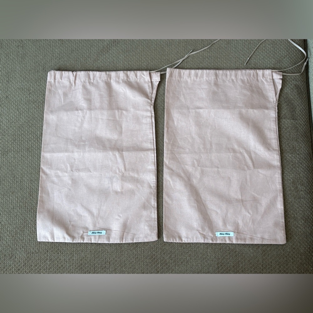 Authentic Miu Miu Rose Pink Shoe Drawstring Dust … - image 1